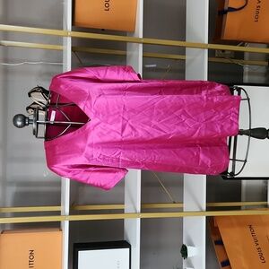 Pink short sleeve silk basic blouse oversized size medium new with tags